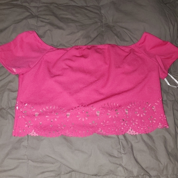 SHEIN Tops - Shein curve bright pink crop top with cutouts